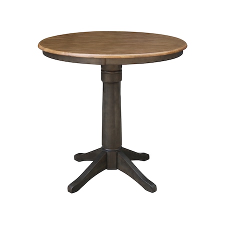 International Concepts Round 36 in Round Top Pedestal Table, 34.9 inH, Hickory/Washed Coal, 36 in W, 36 in L, 35.9 in H K45-36RT-27B-6B